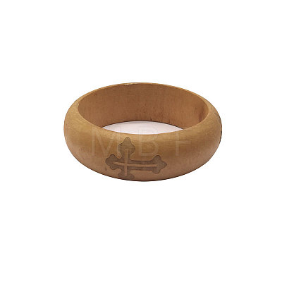 Engraved Religion Cross Wood Bangles for Women WG84337-02-1