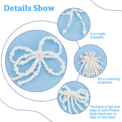 8Pcs 8 Style Handmade Imitation Pearl Beaded Flower & Bowknot Ornament Accessories DIY-FG0003-40-1