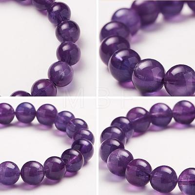 Natural Amethyst Round Beads Stretch Bracelets BJEW-PH0001-10mm-18-1