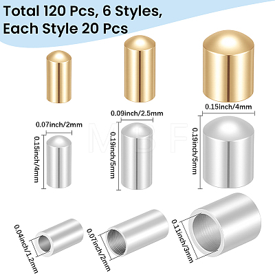 120Pcs 6 Styles Brass Cord Ends KK-CN0003-45-1