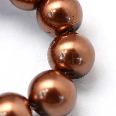 Baking Painted Pearlized Glass Pearl Round Bead Strands HY-Q330-8mm-30-1