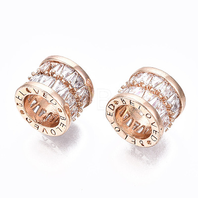 Brass Micro Pave Cubic Zirconia Beads GLAA-S193-025A-1
