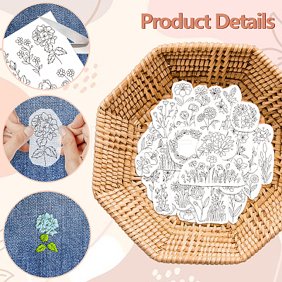 4 Sheets 11.6x8.2 Inch Stick and Stitch Embroidery Patterns DIY-WH0455-156-1