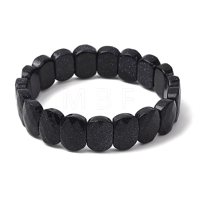 Synthetic Blue Goldstone Beaded Stretch Bracelets for Unisex G-K303-01B-1
