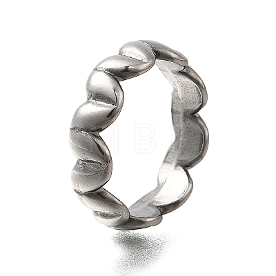 Heart 304 Stainless Steel Finger Ring RJEW-C125-01P-1