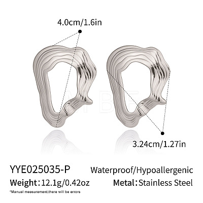 304 Stainless Steel Nuggets Stud Earrings PR9412-2-1