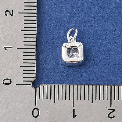 925 Sterling Silver Pave Cubic Zirconia Square Charms with Jump Rings and 925 Stamp STER-D288-05S-06-1