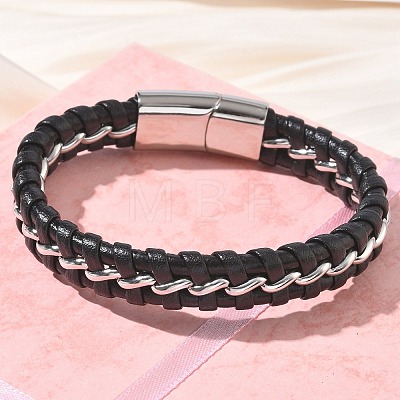 Braided Microfiber Leather Cord Bracelets BJEW-C153-01E-1