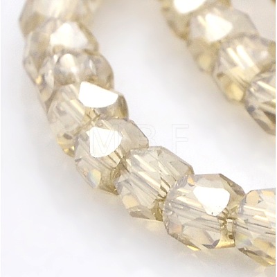 Pearl Luster Plated Glass Faceted Drum Beads Strands GLAA-A032-6mm-PL11-1