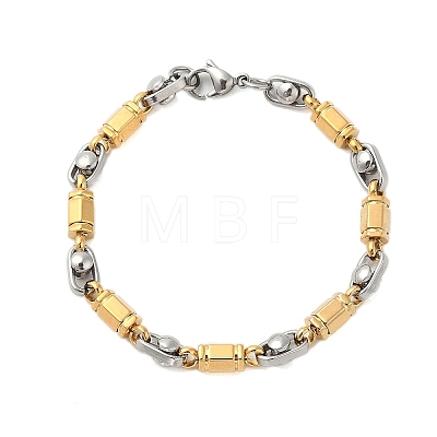 304 Stainless Steel Faceted Column Link Bracelets for Men BJEW-B093-01GP-1