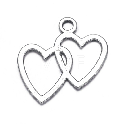 Antique Silver Plated Tibetan Style Zinc Alloy Heart to Heart Pendants X-A0943Y-1
