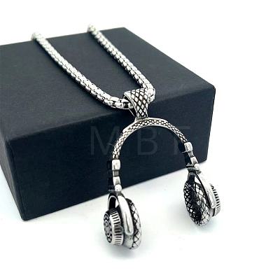 Vintage Hip-Hop 304 Stainless Steel Headset Pendant Necklaces for Men Women NI7157-1