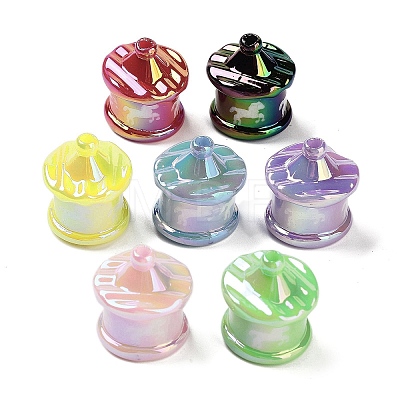 UV Plating Rainbow Iridescent Acrylic Beads OACR-F009-06-1