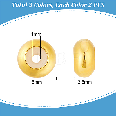 6Pcs 3 Colors 925 Sterling Silver Beads STER-PH0002-03-1