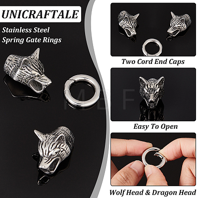 Unicraftale 2 Sets 2 Styles 304 Stainless Steel Spring Gate Rings STAS-UN0041-77-1