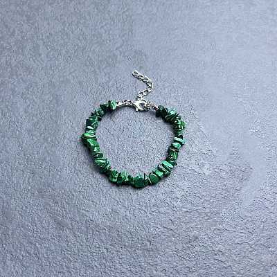 Synthetic Malachite Chip Beaded Bracelets for Women IW6789-46-1