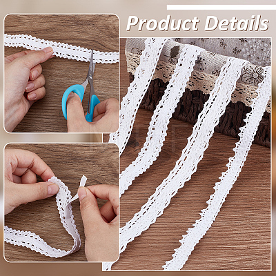 4 Rolls 4 Styles Cotton Flower Lace Ribbon OCOR-FG0002-77A-1