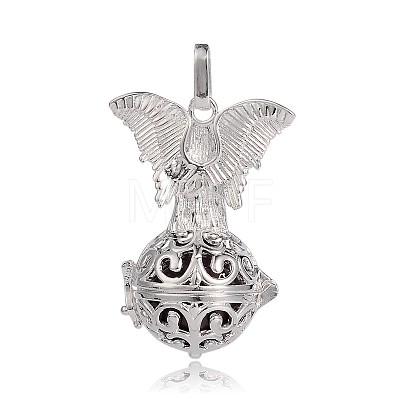 Silver Color Plated Brass Hollow Round Cage Pendants KK-J250-04S-1