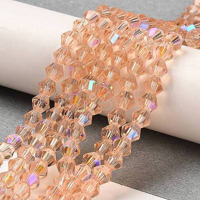 Transparent Electroplate Glass Beads Strands EGLA-A039-T4mm-L15-1