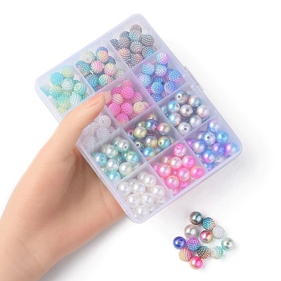 204Pcs 12 Style ABS Plastic Imitation Pearl Beads OACR-YW0001-39-1