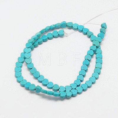 Dyed Synthetical Turquoise Heart Bead Strand X-G-P083-88B-1