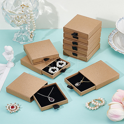 Cardboard Jewelry Set Storage Drawer Boxes CON-WH0112-007A-1