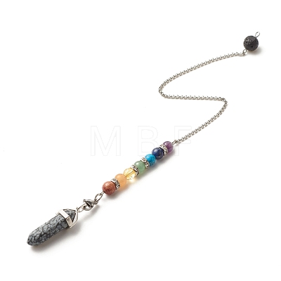 Chakra Theme Gemstone Drowsing Pendulum PALLOY-JF01520-1
