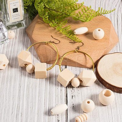 Unfinished Natural Wood Beads WOOD-PH0008-86-1