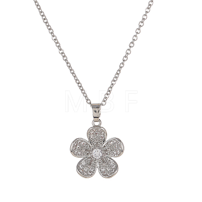 Fashionable Brass Full Crystal Rhinestone Flower Necklace for Women BV1149-1