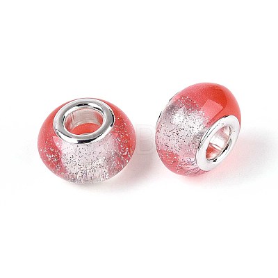 Transparent Resin Rondelle European Beads RESI-N044-02G-1