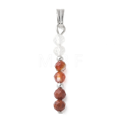 Faceted Round Natural Mixed Gemstone Beaded Pendants PALLOY-JF03529-1