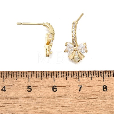 Brass with Cubic Zirconia Stud Earrings Finding KK-Q048-24G-1