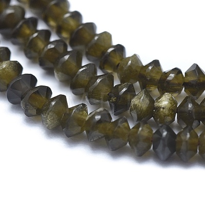Natural Golden Sheen Obsidian Beads Strands G-E530-15G-1