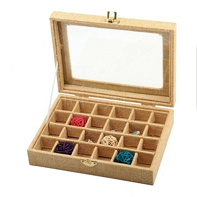 Cloth Jewelry Storage Box with 24 Compartments PW-WG35559-03-1