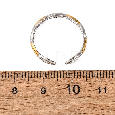 304 Stainless Steel Double Color Cuff Rings RJEW-S635-01GP-01-1