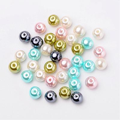 Pastel Mix Pearlized Glass Pearl Beads HY-X006-8mm-12-1