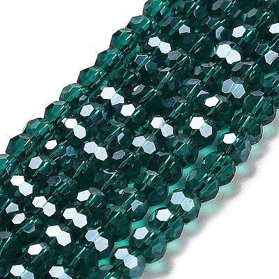 Faceted(32 Facets) Electroplate Glass Bead Strands X-EGLA-R015-4mm-13-1