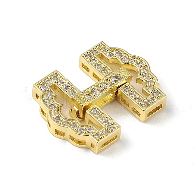 Rack Plating Brass Micro Pave Clear Cubic Zirconia Watch Band Clasps KK-C019-24G-1