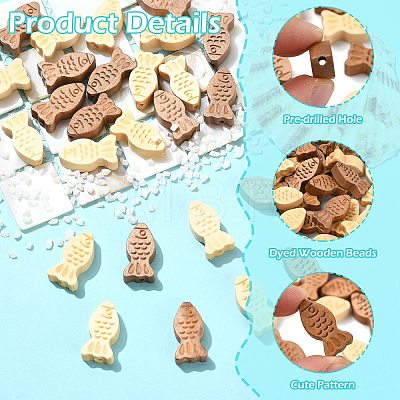 40Pcs 2 Colors Dyed Wooden Beads WOOD-CJ0002-68-1