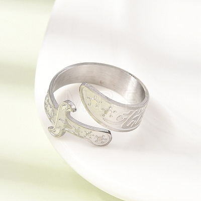 201 Stainless Steel Cuff Open Rings RJEW-Z141-01P-1