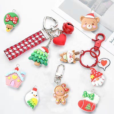 18Pcs 9 Styles Christmas Resin Pendants RESI-CJ0003-26-1