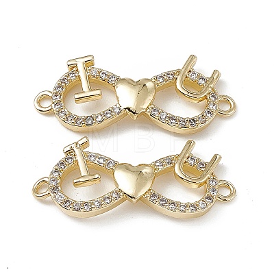 Brass Micro Pave Clear Cubic Zirconia Connector Charms KK-E068-VB378-1
