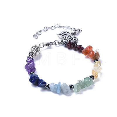 Natural & Synthetic Mixed Stone Charm Bracelets BJEW-JB04267-1