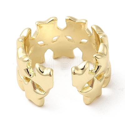 Brass Star Open Cuff Rings RJEW-K089-02G-1