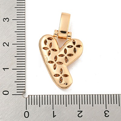 Brass Micro Pave Clear Cubic Zirconia Pendants KK-B099-01G-Y-1