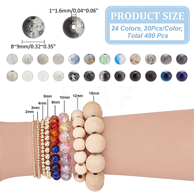   480Pcs 24 Style Glass Round Beads DIY-PH0020-93-1
