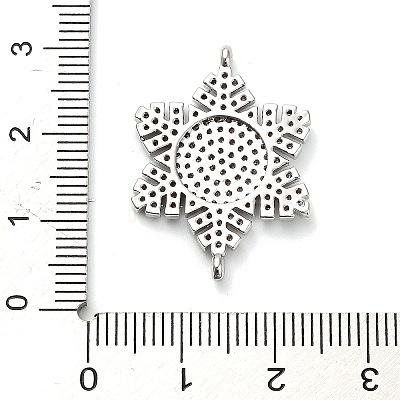 Brass Micro Pave Clear Cubic Zirconia Snowflake Connector Charms KK-L229-078P-1