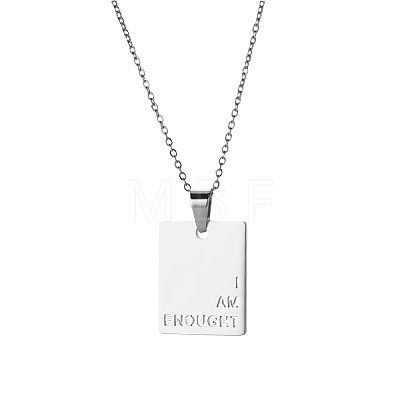 304 Stainless Steel Inspirational I AM ENOUGHT Dog Tag Pendant Necklaces for Women WG6E5CF-06-1