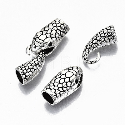 Tibetan Style Alloy Hook and Snake Head Clasps LS-X-TIBE-N011-040AS-RS-1