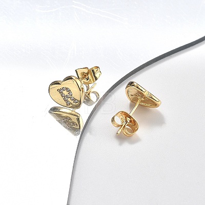 Rack Plating Brass Micro Pave Clear Cubic Zirconia Stud Earrings EJEW-K299-01G-R-1